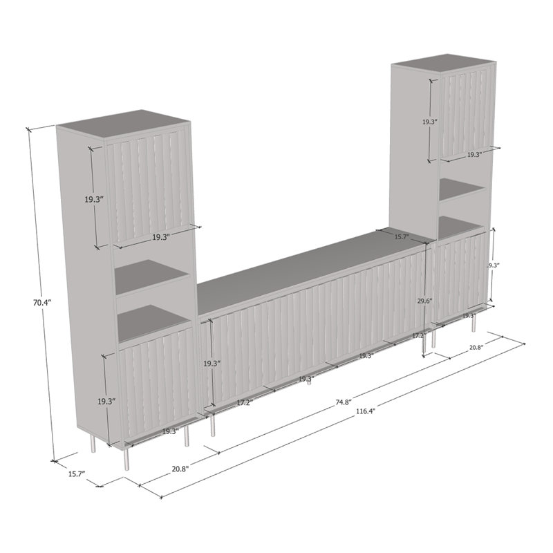 Meuble audio-vidéo Swing 116.4 "190 SB-BK-BK