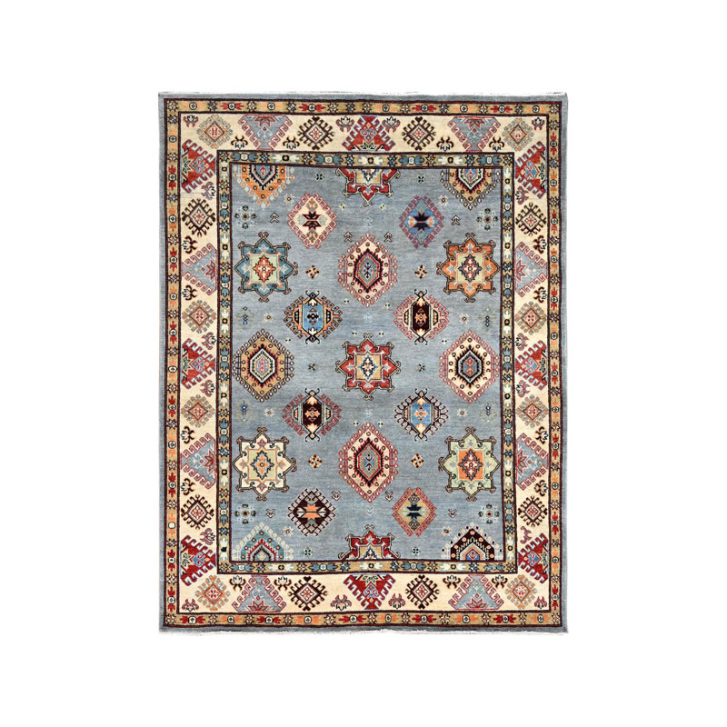 5'7"x7'5" Poolhouse Grey Special Kazak Hand Knotted 100% Wool Rug 396E97741FAD40789113623DD488ABD4
