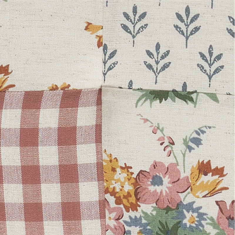 Margaret Dusty Rose & Natural Patchwork Cotton Chair Pad - 15.5x17 Cushioned Seat Cushion