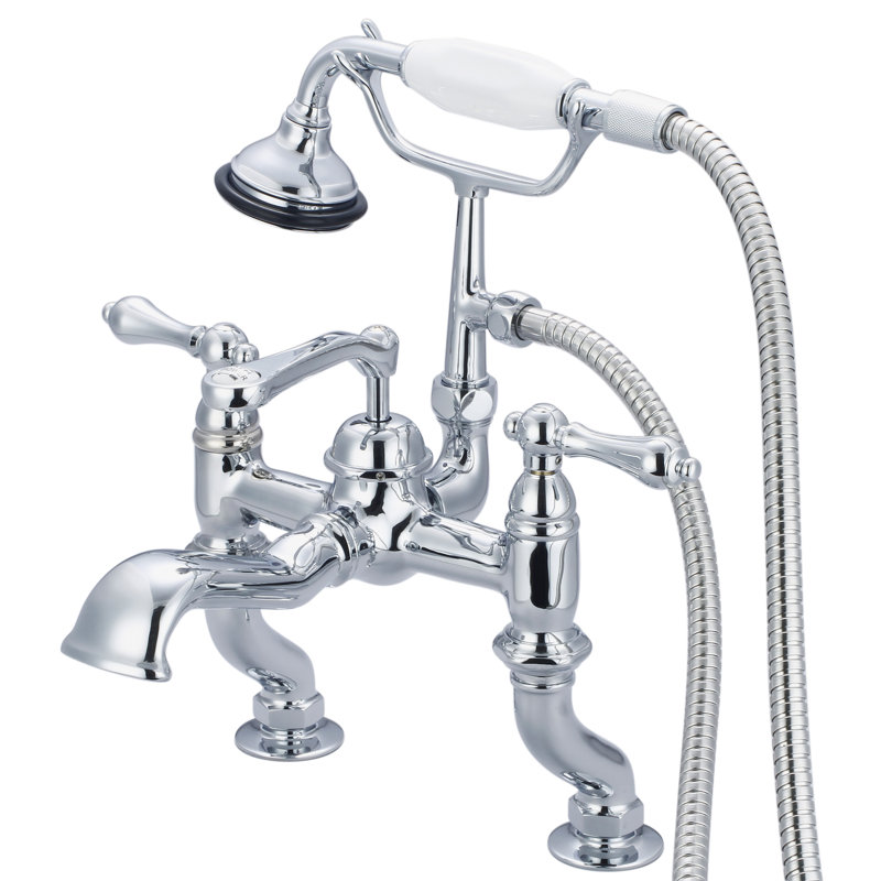 Stonington Deck Tub Spout, Lever Handles, Hand Polished, Richly Triple Plated Chrome Finish