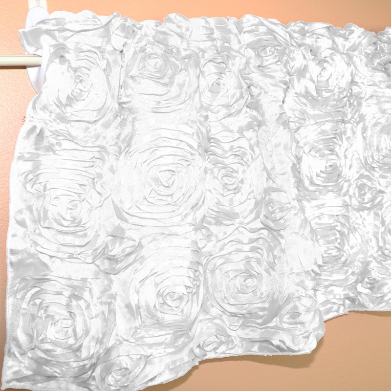 Floral Tailored Window Valance, 54" W x 28" L, White
