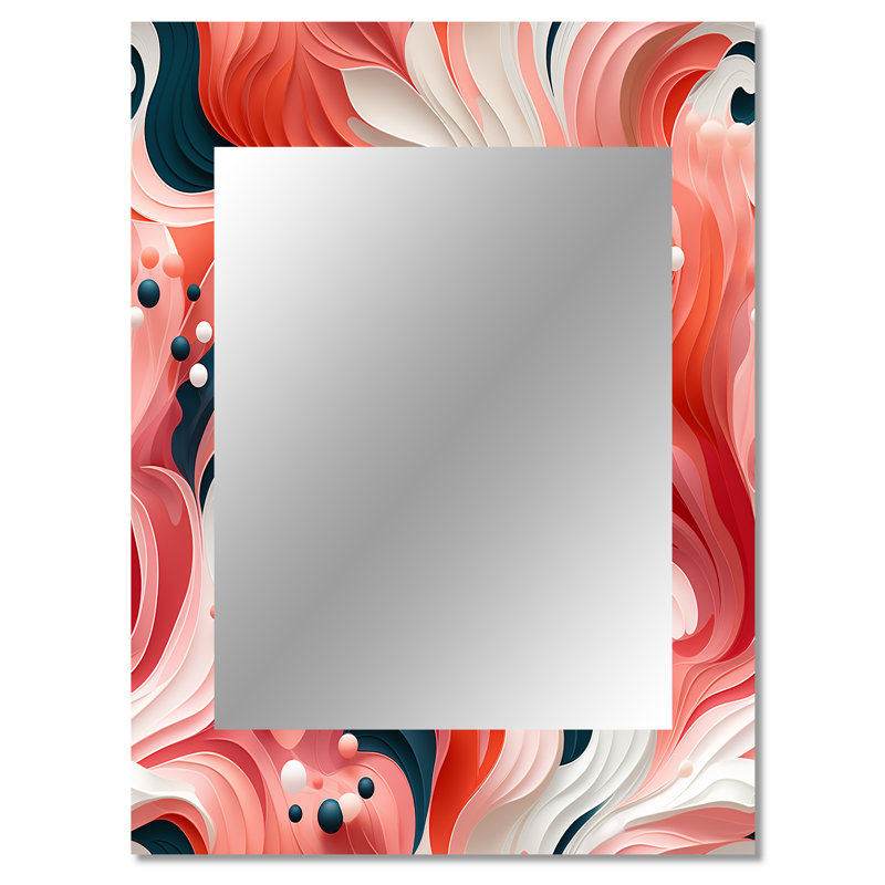 Tropical Reef Rendezvous, motif rose - miroir abstrait, miroir mural abstrait unique, impression d'art en métal