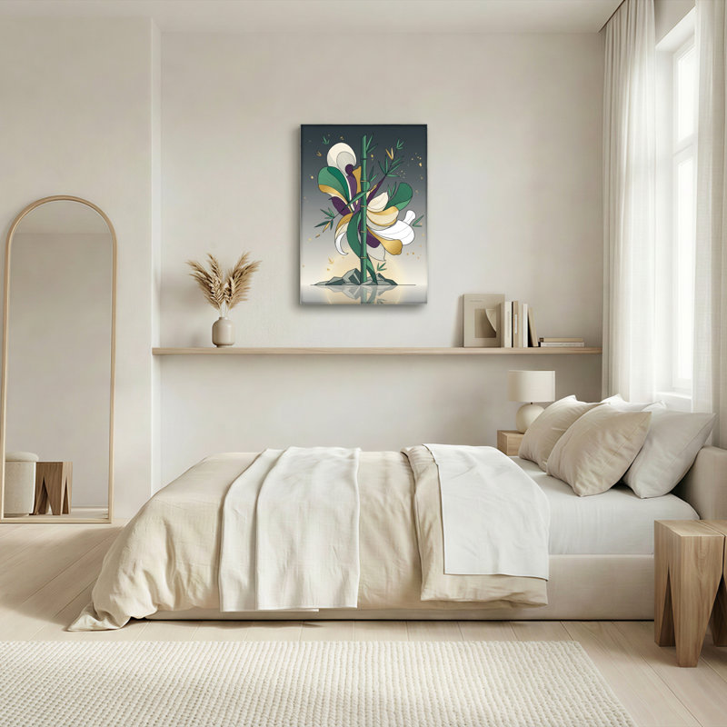 Ensemble de 1 tableau sur toile à motif floral en bambou, H 30 po x l 20 po, Toile tendue