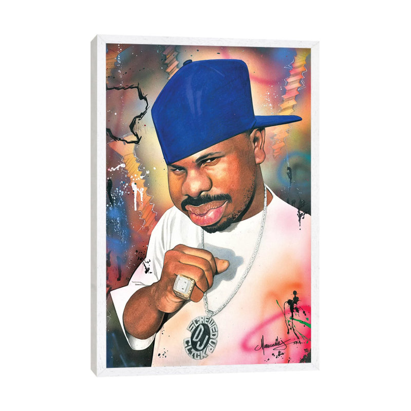 DJ Screw 1 Piece Painting on Canvas, 66.04 cm H x 45.72 cm W, White Framed