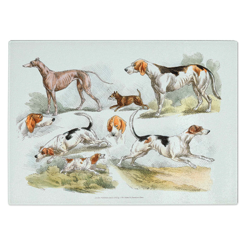 Glass Hunting Dogs by Henry Alken Chopping Board, 39 cm W x 28.5 cm L