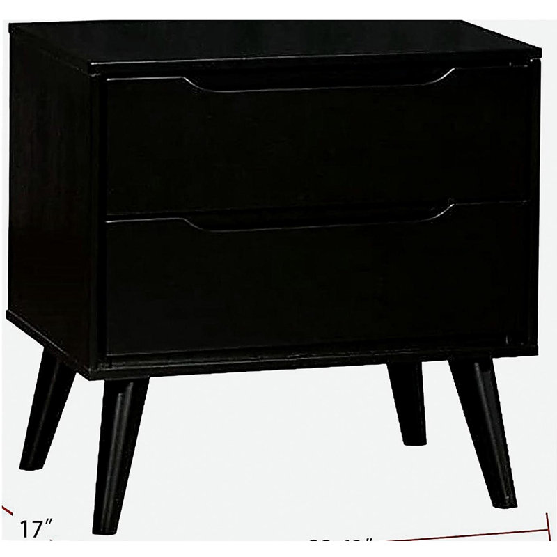Table de chevet Mid-Century moderne de couleur noire 1pc, Noir