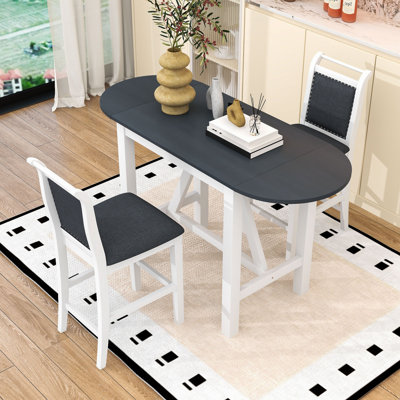 Ensemble de table de salle à manger à hauteur de comptoir en bois 3 pièces avec 2 chaises rembourrées