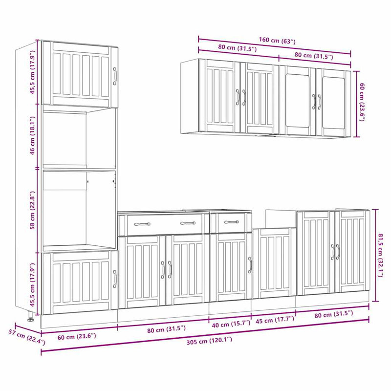  7 Piece Kitchen Cabinet Set Lucca Sonoma Oak Engineered Wood, Sonoma Oak