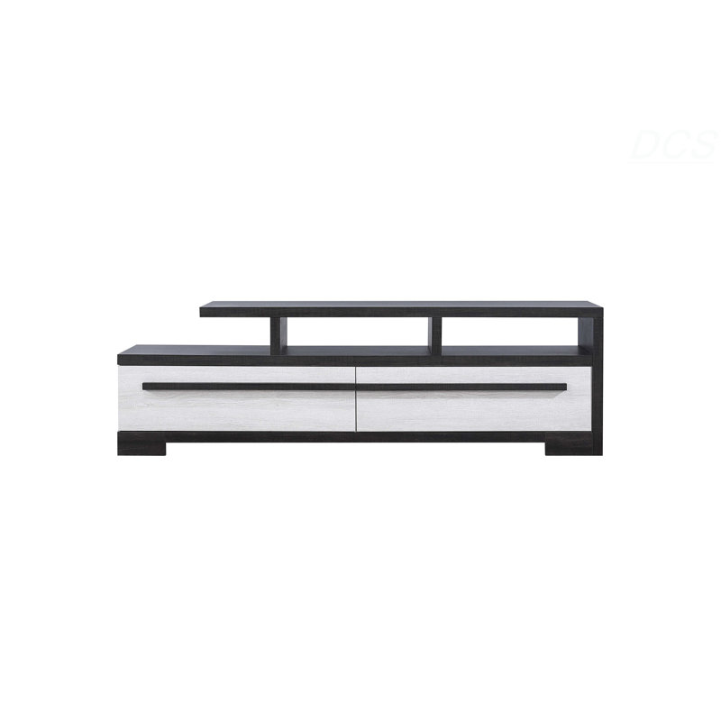 Console de divertissement 1Pc, meuble télé avec 2 tiroirs en bois d'ébène et bois