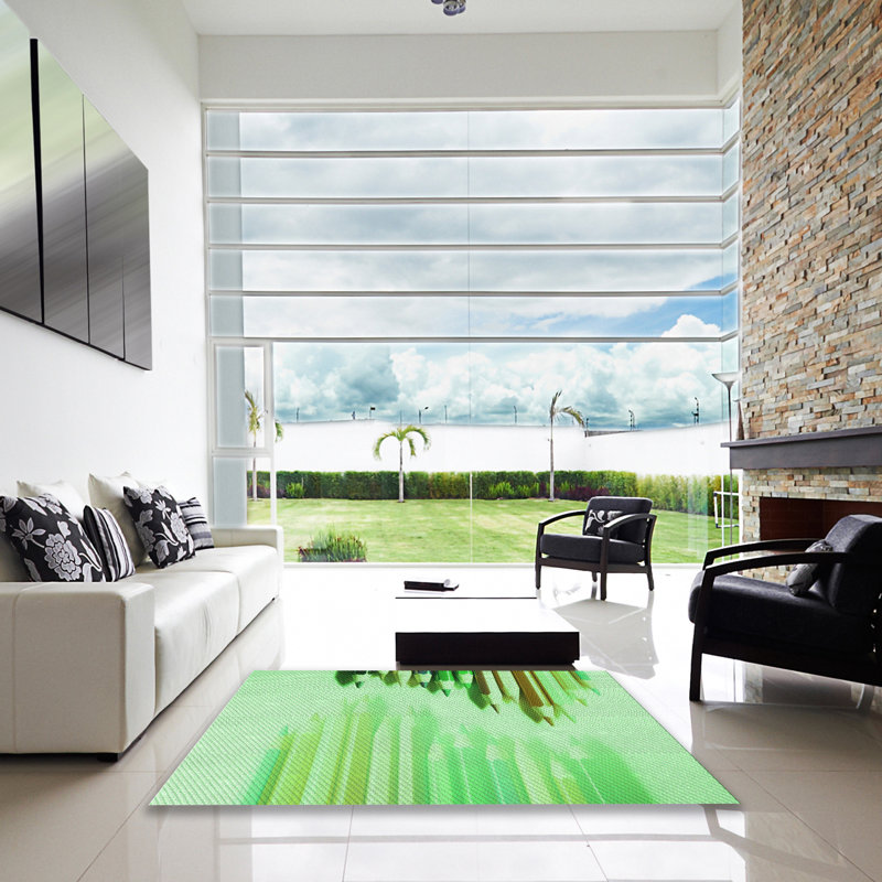 Washable Abstract Indoor Rug, Square 3'