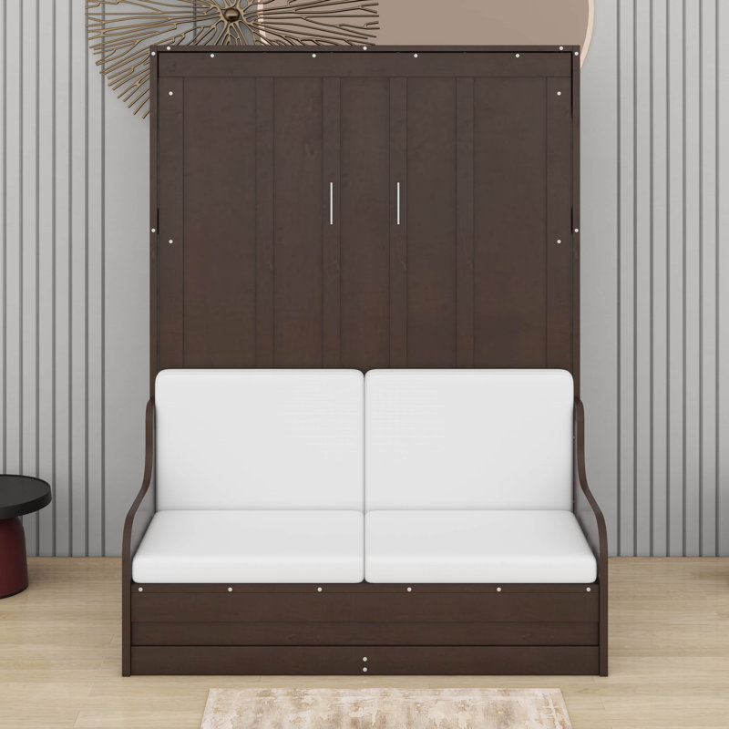 Grand lit escamotable avec coussin, Espresso