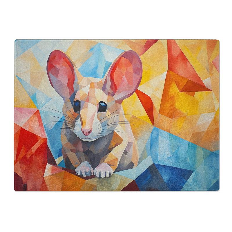 Mouse Geometric  Glass Chopping Board