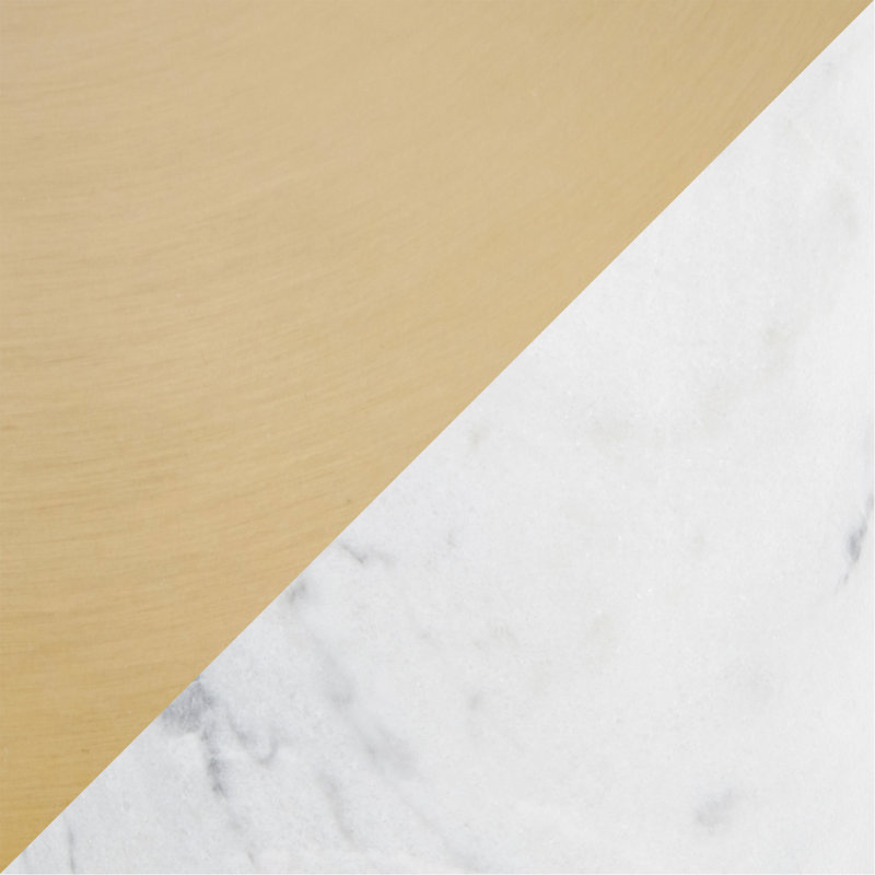 Table d'appoint contemporaine en métal doré et marbre blanc