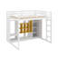 Lit mezzanine double en bois avec tablettes, armoire et garde-robe-1869925320
