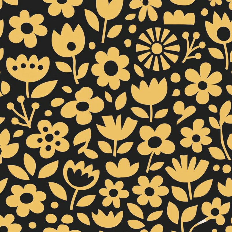 Tapis de bain Bold Floral Silhouettes, L 34 po x L 21 po, Noir / jaune / moyen