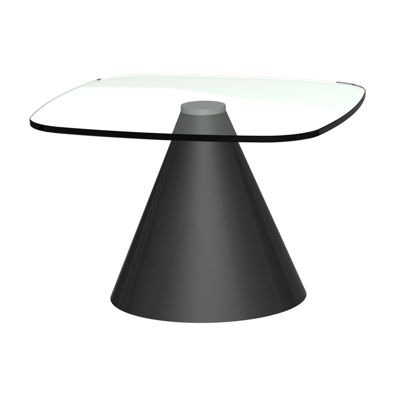 Bedminster Glass Top Pedestal End Table, Black