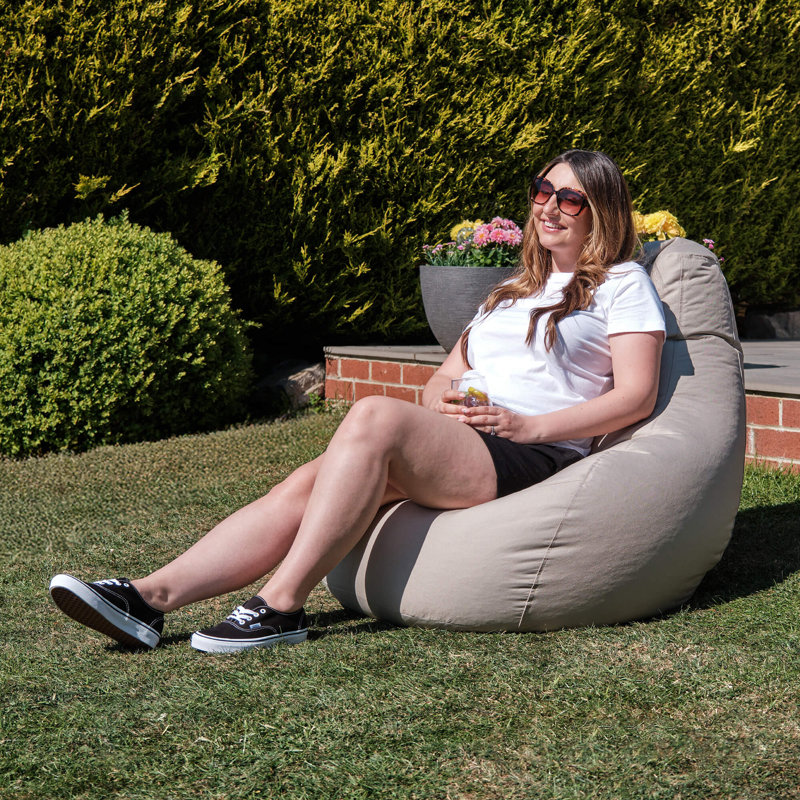Bean Bag Bazaar Dalton Water-Resistant High Back Recliner Bean Bag, Beige