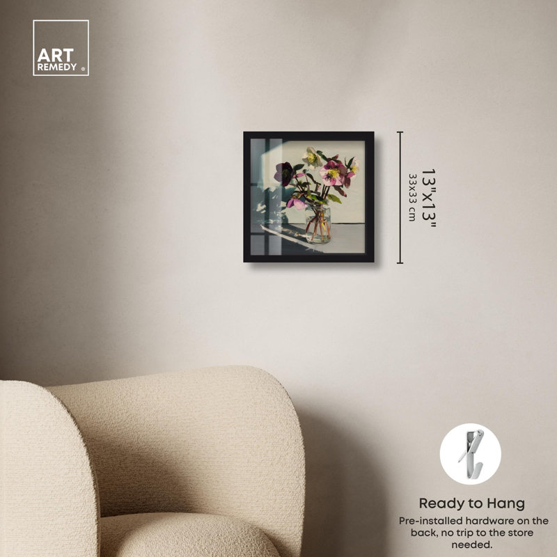 «Winter Bloom», reproduction d'art par Shadowbox par Art Remedy, H 13 po x l 13 po, Noir