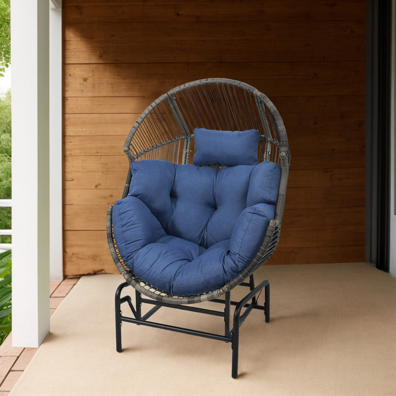 Fauteuil à œufs en osier Baja avec coussin et base coulissante, Noir, noir, noir, noir, Île Seymour Nord, Galapagos