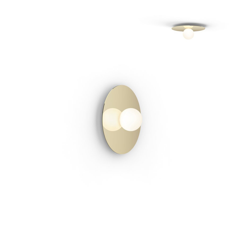 Bola Disc Single Light Flush Mount, Brass, 6.2" H x 12" W x 12" D