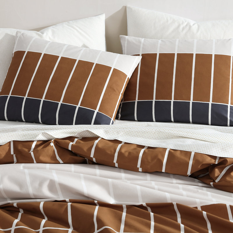 Ensemble de housse de couette Marimekko Tiiliskivi Raita, Housse de couette pour très grand lit et 2 très