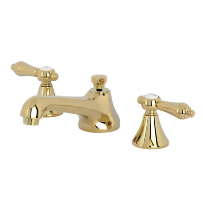 Kingston Brass Two-Handle 3-Hole Deck Mount Widespread Bathroom Faucet with Brass Pop-Up Drain