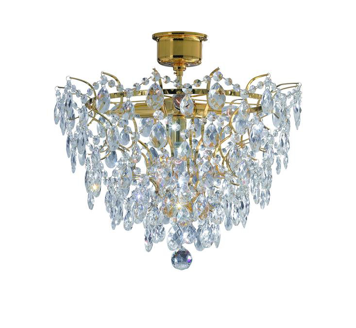 Rodrigues Machine Cut Crystals Semi Flush Mount, Gold