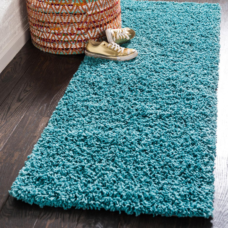 Tapis bleu profond Bethane, Bleu aqua foncé, Runner 2'7" x 14'1"