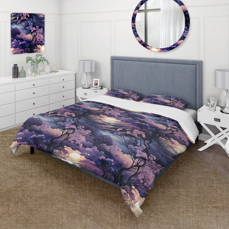 Dusky Dreamscapes Moody Patterns I - Floral Duvet Cover Set, Housse de couette pour très grand lit et 2 très
