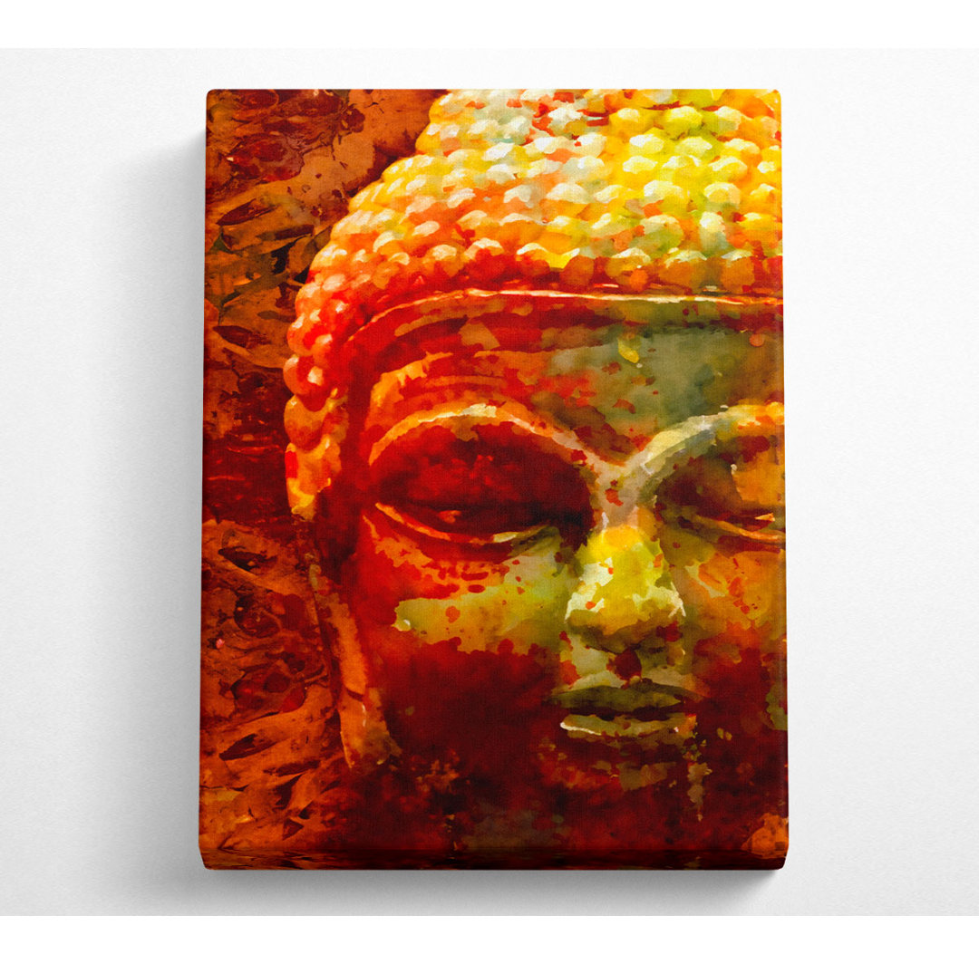 Retro-Orange-Gelb-Buddha - Kunstdrucke auf Leinwand