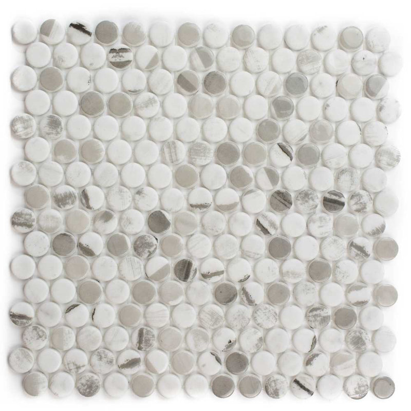Carreau de mosaïque rond en verre 12 po x 12 po Eterna Penny, Alaia