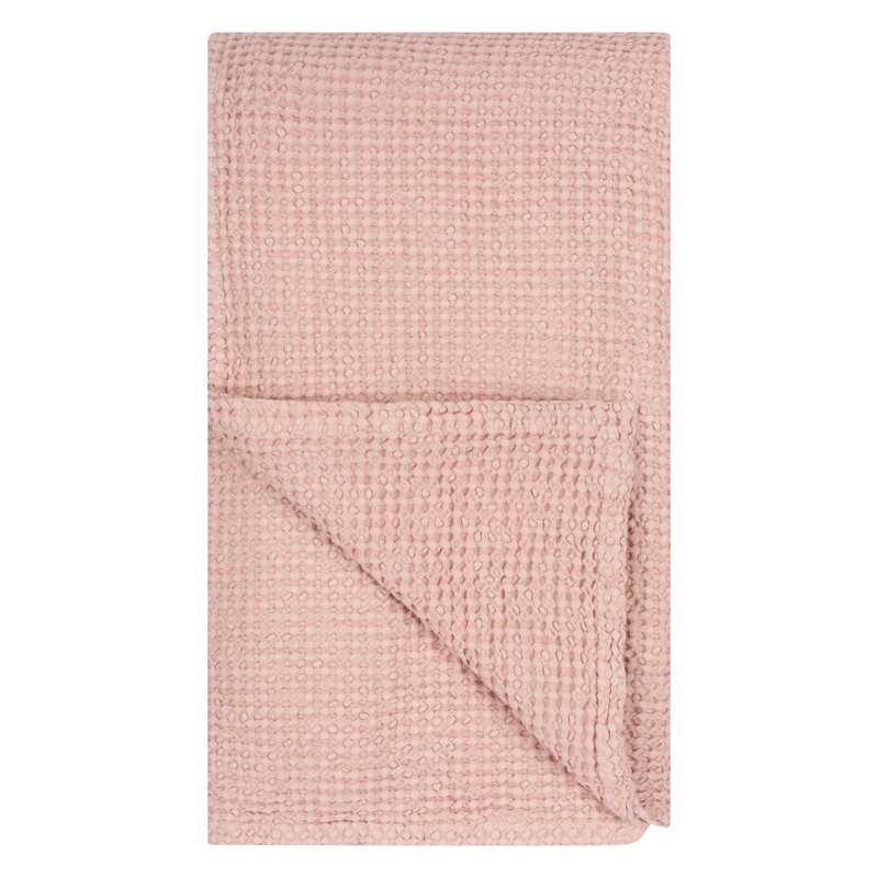Alba Waffle Weave Bed Throw, Blossom, King/California King