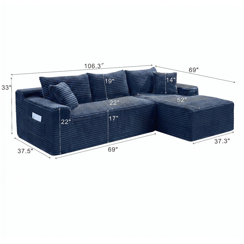 Canapé modulaire 106,3 po Cloud, Blue