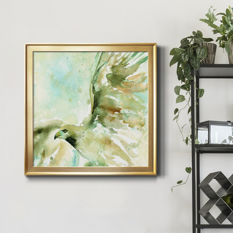 Prise de vol - Peinture sur toile encadrée, H 34,5 po x l 34,5 po x P 1,5 po, Doré