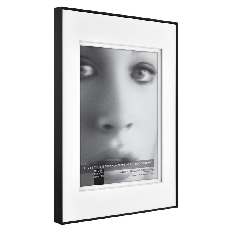 Metal Picture Frame with Mat, Black, 8" x 10"