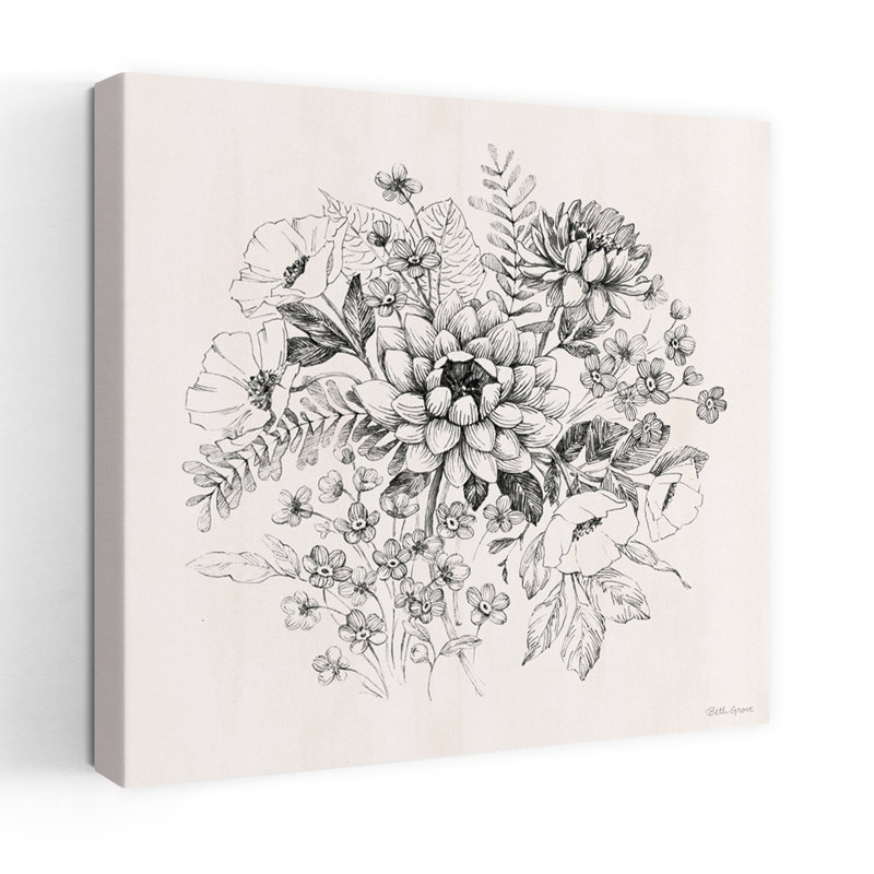 Art floral contemporain Flora Toile, H 18 po x l 18 po
