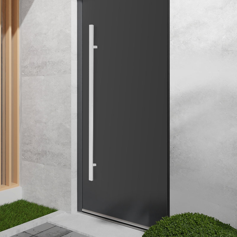 Poignée de porte à double face à tirer, poignée de porte en forme de H (1,57 (l)), Chrome poli, 70.87"