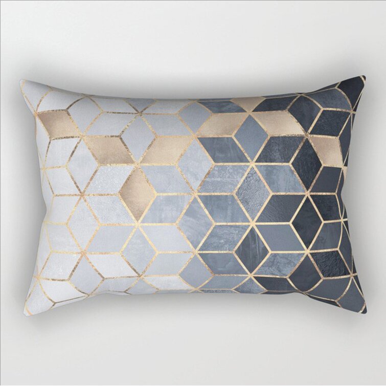 Geometric G print inflatable pillow in red silk satin