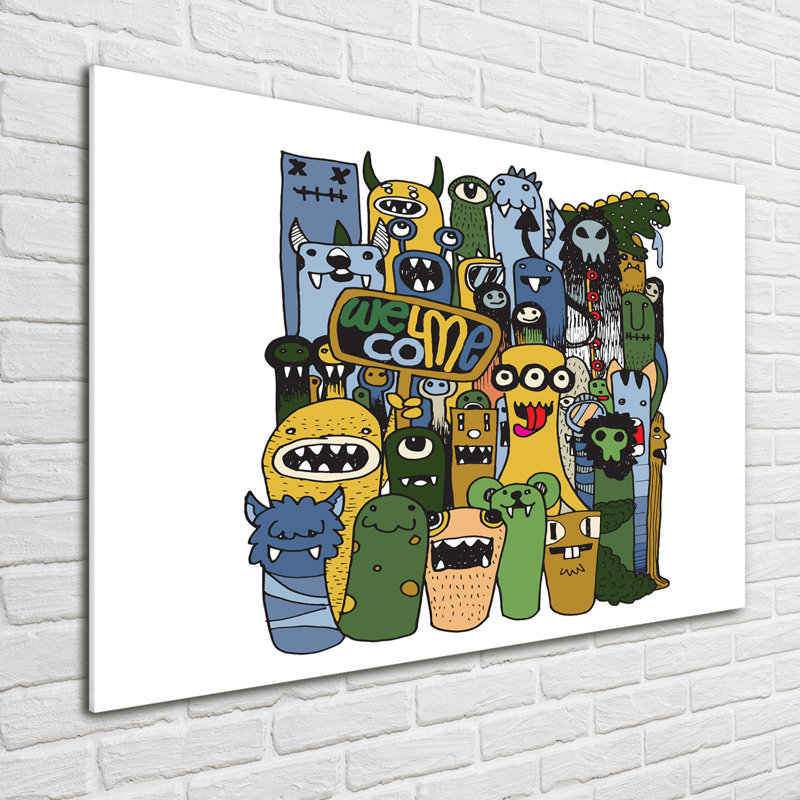 Crazy Monsters - No Frame Print on Glass