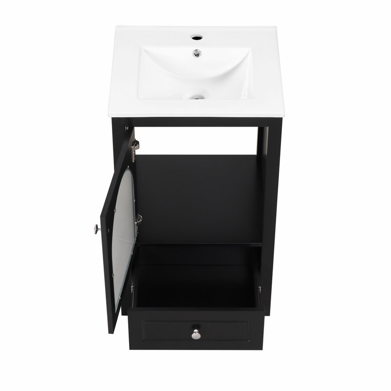 Meuble-lavabo de 20 po avec lavabo, Noir