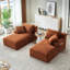 Velours côtelé orange compressible avec méridienne double et porte-gobelets, rembourrage à ressorts pour le soutien dans le salon, aucun assemblage de lit moelleux à haute densité, confort immédiat après-768109593