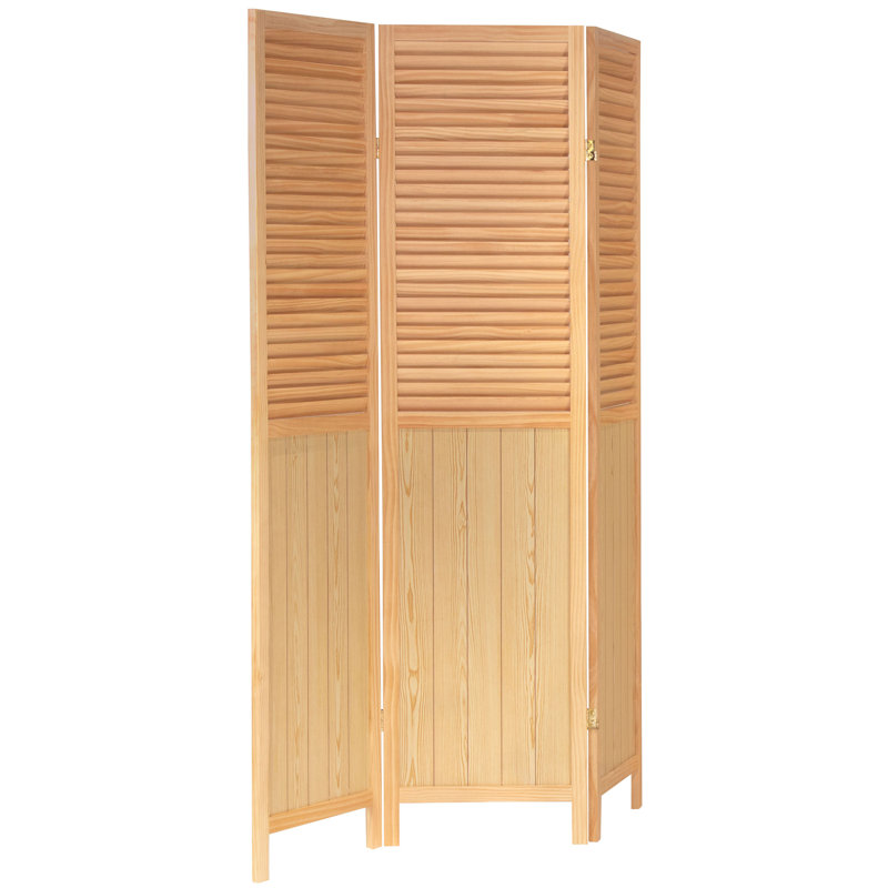 6 Ft. Tall Louvered Beadboard Room Divider White 6 Panel, Natural, 3