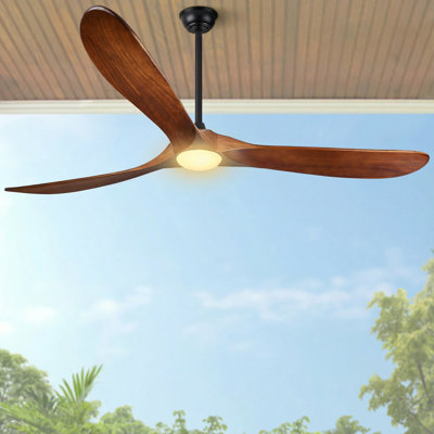 3-Blade Farmhouse Ceiling Fan With Light Kit and Remote, Memory LED Light, 6 Speed Noiseless DC Motor