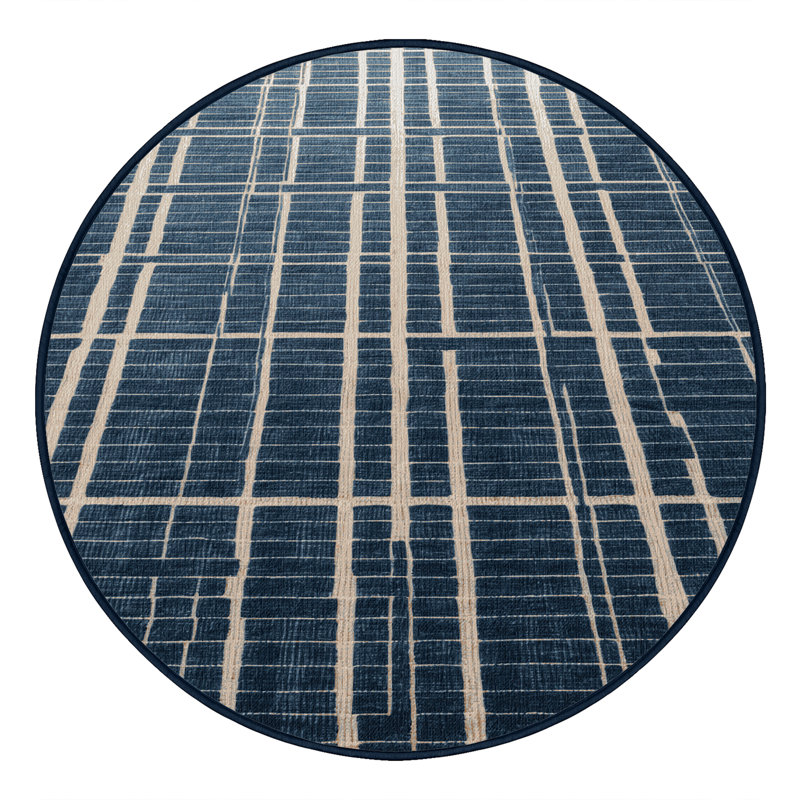 Tapis gris lavable à la machine, Rond 7 pi
