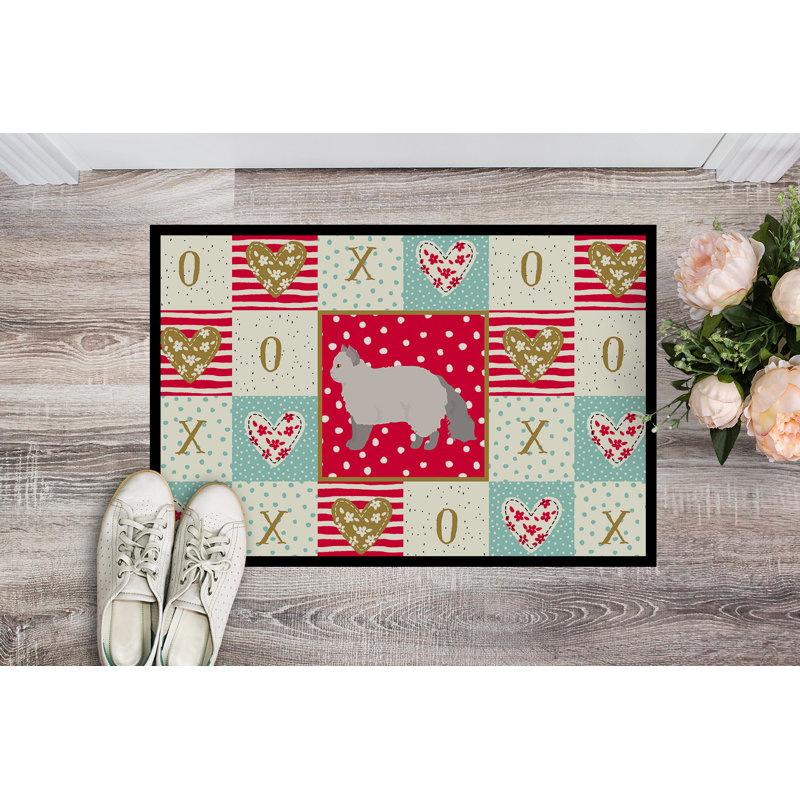 Vernia Non-Slip Valentine's Day Indoor / Outdoor Doormat, Colorpoint Persian Hymalayan 3, 18" W x 27" L