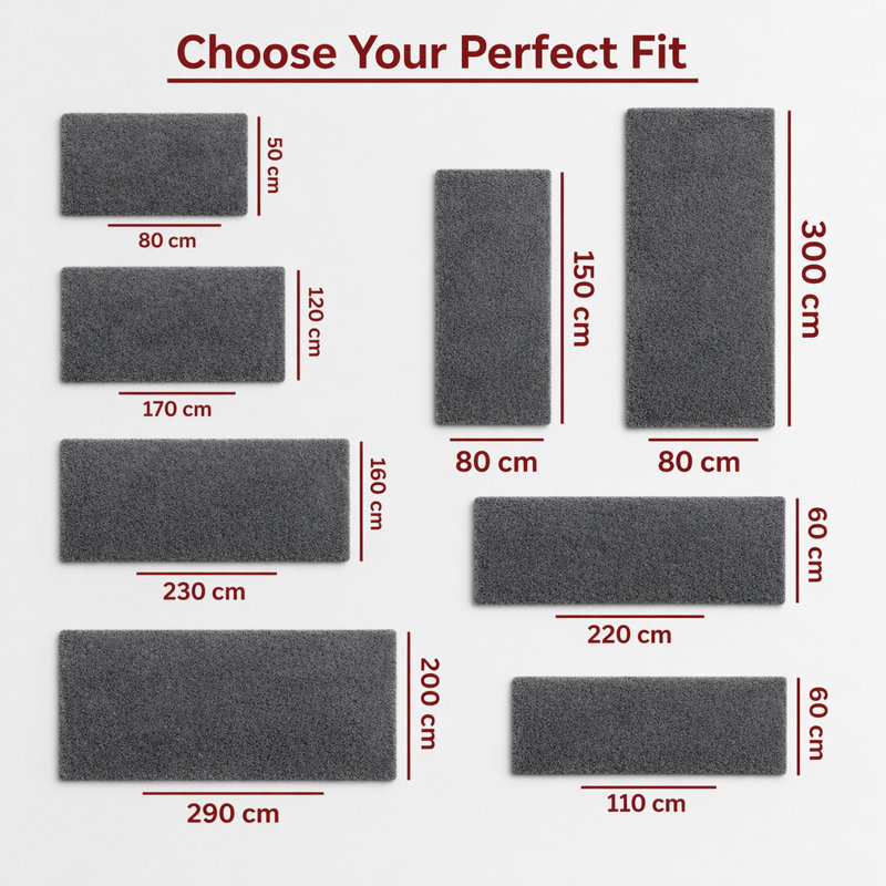 Aspire Homeware Charcoal Grey Shaggy Area Rug Soft Plush Indoor Carpet, Runner 60cm Width X 220cm Length