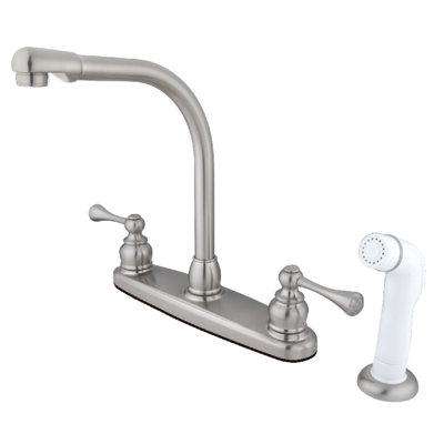 Kingston Brass Two-Handle 4-Hole 8" Centerset Kitchen Faucet with Side Sprayer