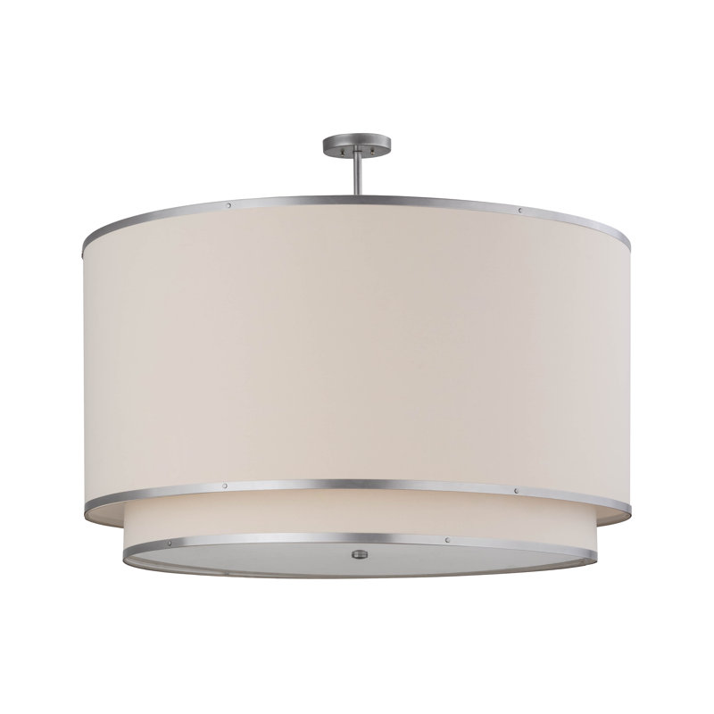 Natural Nickel Drum Pendant with Glass Diffuser