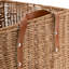 Panier de rangement décoratif et fonctionnel brun en rotin tissé à la main Cole avec poignées en cuir