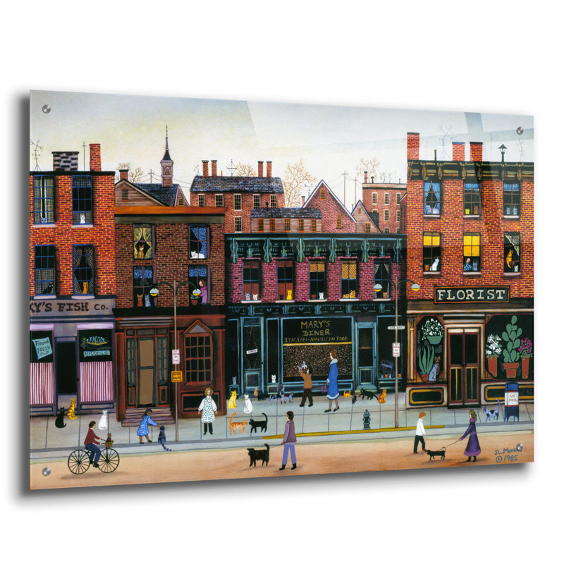 Art mural en verre acrylique 36 po x 24 po «52 Cats In The Neighbouring» par JL Munro